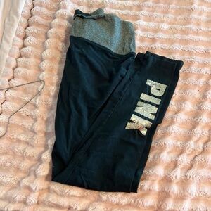 PINK Victoria's Secret  Black and Gray Leggings with sequins on the leg